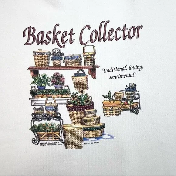VTG 90s Basket Collector NameMe Calligraphy Graphic Sweatshirt Longaberger XL - Picture 3 of 8